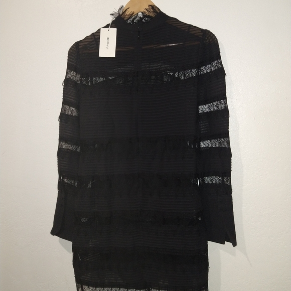 NWT FRAME Nora Black Lace Mini Dress - Picture 5 of 13